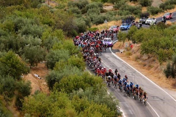 The peloton competes through a landscape during the 76th Tour of Spain 2021, Stage 9 a 188 km stage from Puerto Lumbreras to Alto de Velefique 1800m...