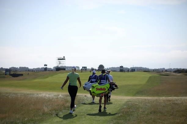 Anna Nordqvist of Sweden walks along the first hole during Day Four of the AIG Women's Open at Carnoustie Golf Links on August 22, 2021 in...