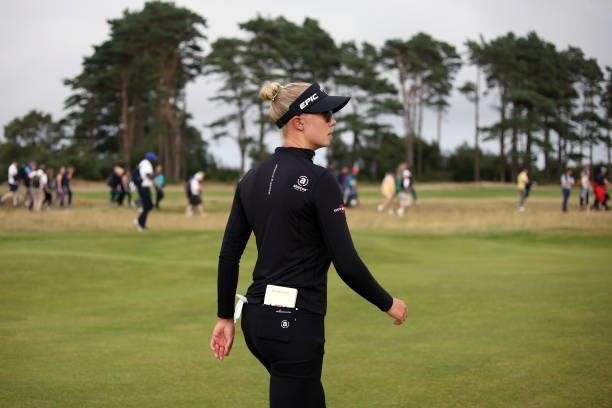 Madelene Sagstrom of Sweden looks on during Day Four of the AIG Women's Open at Carnoustie Golf Links on August 22, 2021 in Carnoustie, Scotland.