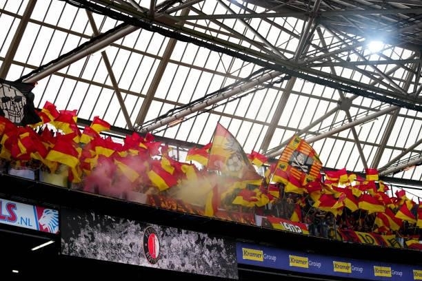 Go Ahead Eagles supporters during the Dutch Eredivisie match between Feyenoord and Go Ahead Eagles at Stadion Feijenoord De Kuip on August 22, 2021...