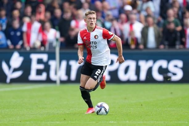 Marcus Holmgren Pedersen of Feyenoord during the Dutch Eredivisie match between Feyenoord and Go Ahead Eagles at Stadion Feijenoord De Kuip on August...