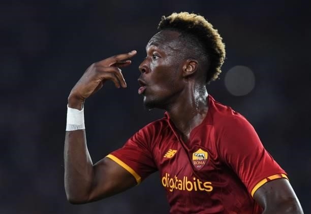Tammy Abraham protest after the goal 1-0 scored by Henrikh Mkhitaryan during the Serie A match between AS Roma v ACF Fiorentina at Stadio Olimpico on...