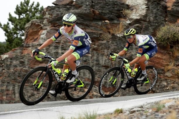 Louis Meintjes of South Africa and Christian Eiking Odd of Norway and Team Intermarché - Wanty - Gobert Matériaux compete during the 76th Tour of...