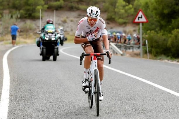 Geoffrey Bouchard of France and AG2R Citröen Team attacks in breakaway during the 76th Tour of Spain 2021, Stage 9 a 188 km stage from Puerto...