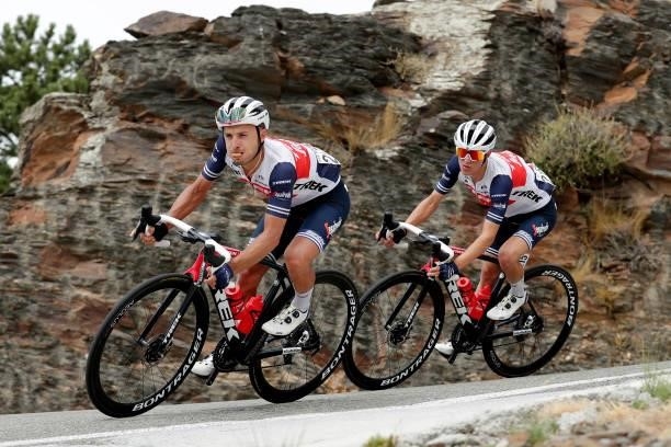 Gianluca Brambilla of Italy and Juan Pedro López of Spain and Team Trek - Segafredo compete during the 76th Tour of Spain 2021, Stage 9 a 188 km...