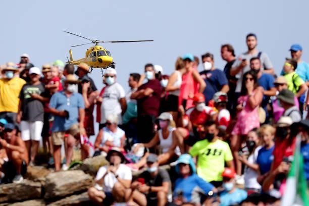 La Vuelta's helicopter flies over in Alto de Velefique during the 76th Tour of Spain 2021, Stage 9 a 188 km stage from Puerto Lumbreras to Alto de...