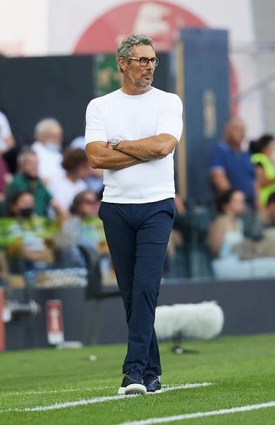 Luca Gotti, Manager of Udinese Calcio looks on during the Serie A match between Udinese Calcio v Juventus at Dacia Arena on August 22, 2021 in Udine,...