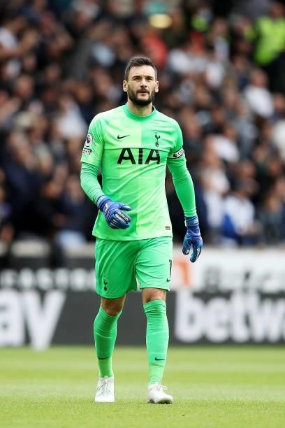 Hugo Lloris of Tottenham Hotspur looks on during the Premier League match between Wolverhampton Wanderers and Tottenham Hotspur at Molineux on August...