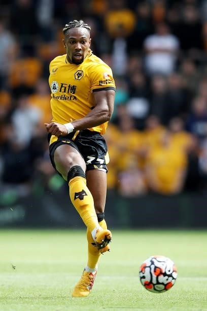 Adama Traore of Wolverhampton Wanderers in action during the Premier League match between Wolverhampton Wanderers and Tottenham Hotspur at Molineux...