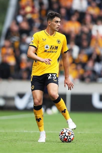 Maximilian Kilman of Wolverhampton Wanderers controls the ball during the Premier League match between Wolverhampton Wanderers and Tottenham Hotspur...