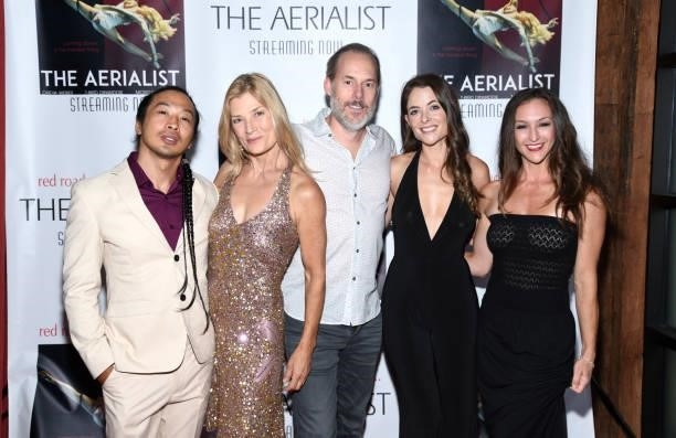 Viet Dang, Dreya Weber, Ned Farr, Morgan Bradley and Shannon Beach attend the Los Angeles premiere of the film "The Aerialist
