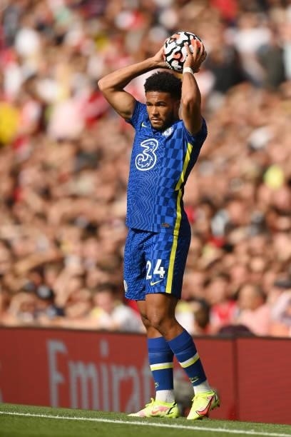 Reece James of Chelsea in action during the Premier League match between Arsenal and Chelsea at Emirates Stadium on August 22, 2021 in London,...