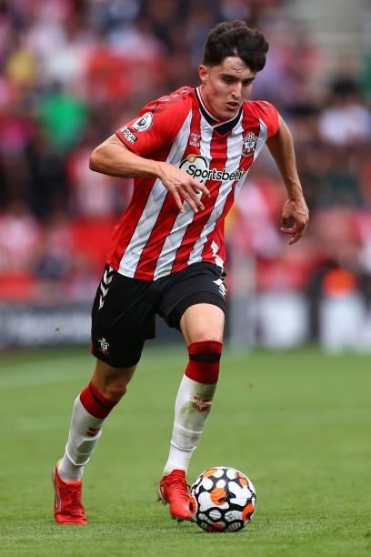 Valentino Livramento of Southampton during the Premier League match between Southampton and Manchester United at St Mary's Stadium on August 22, 2021...