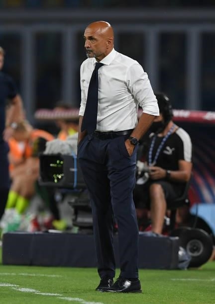 Coach SSC Napoli Luciano Spalletti during the Serie A match between SSC Napoli v Venezia FC at Stadio Diego Armando Maradona on August 22, 2021 in...