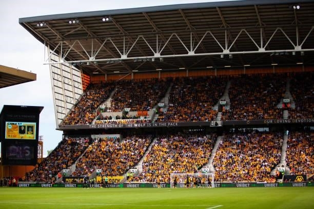General view during the Premier League match between Wolverhampton Wanderers and Tottenham Hotspur at Molineux on August 22, 2021 in Wolverhampton,...