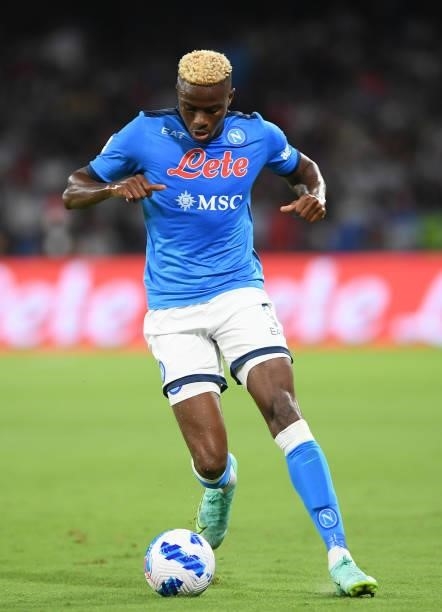 Victor Osimhen of SSC Napoli during the Serie A match between SSC Napoli v Venezia FC at Stadio Diego Armando Maradona on August 22, 2021 in Naples,...