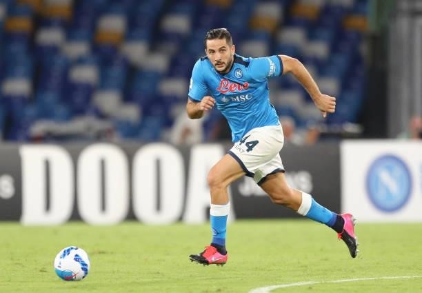 Konstantinos Manolas of SSC Napoli during the Serie A match between SSC Napoli v Venezia FC at Stadio Diego Armando Maradona on August 22, 2021 in...