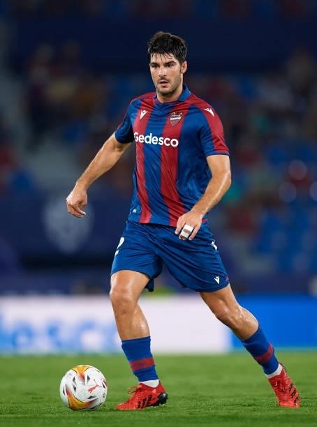 Gonzalo Melero of Levante UD runs with the ball during the La Liga Santander match between Levante UD and Real Madrid CF at Ciutat de Valencia...