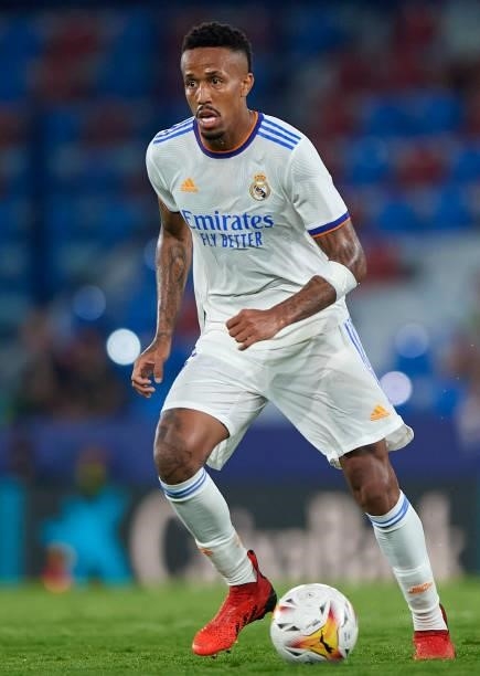 Eder Militao of Real Madrid CF in action during the La Liga Santander match between Levante UD and Real Madrid CF at Ciutat de Valencia Stadium on...