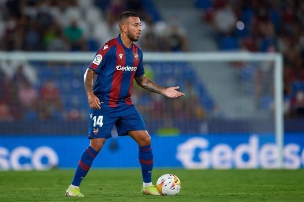 Ruben Vezo of Levante UD in action during the La Liga Santander match between Levante UD and Real Madrid CF at Ciutat de Valencia Stadium on August...