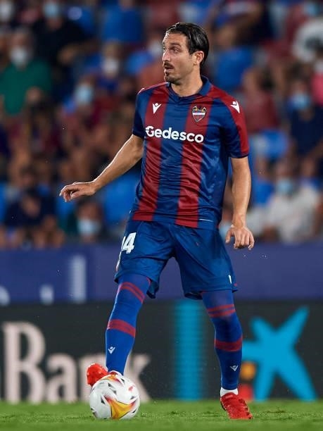 Campana of Levante UD in action during the La Liga Santander match between Levante UD and Real Madrid CF at Ciutat de Valencia Stadium on August 22,...