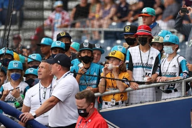 Little League players look on before the 2021 Little League Classic at Bowman Field on August 22, 2021 in South Williamsport, Pennsylvania.