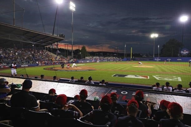 General view as the Cleveland Indians play against the Los Angeles Angels in the 2021 Little League Classic at Bowman Field on August 22, 2021 in...