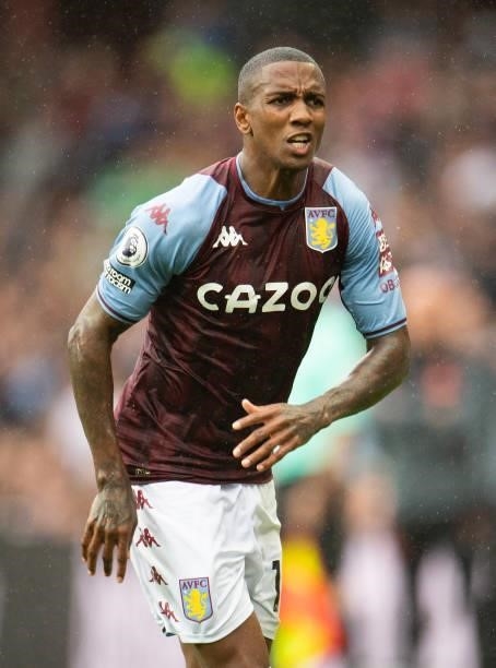 Ashley Young of Aston Villa during the Premier League match between Aston Villa and Newcastle United at Villa Park on August 21, 2021 in Birmingham,...