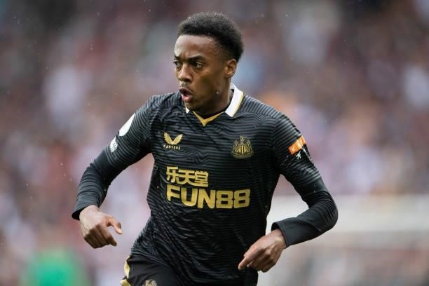 Joe Willock of Newcastle United during the Premier League match between Aston Villa and Newcastle United at Villa Park on August 21, 2021 in...