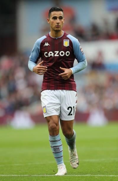 Anwar El Ghazi of Aston Villa during the Premier League match between Aston Villa and Newcastle United at Villa Park on August 21, 2021 in...