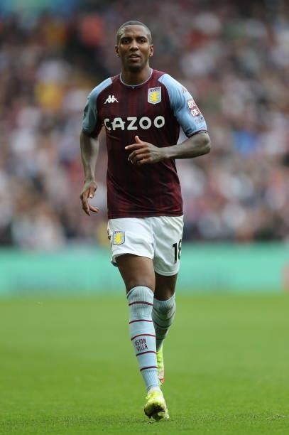 Ashley Young of Aston Villa during the Premier League match between Aston Villa and Newcastle United at Villa Park on August 21, 2021 in Birmingham,...