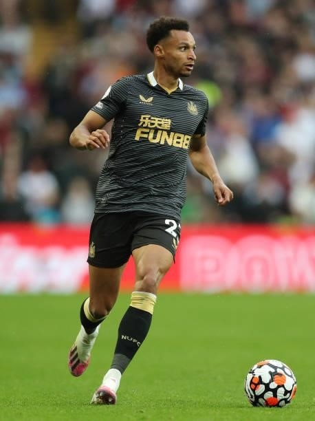Jacob Murphy of Newcastle during the Premier League match between Aston Villa and Newcastle United at Villa Park on August 21, 2021 in Birmingham,...