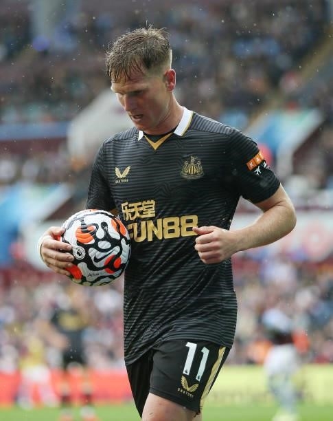 Matt Ritchie of Newcastle during the Premier League match between Aston Villa and Newcastle United at Villa Park on August 21, 2021 in Birmingham,...