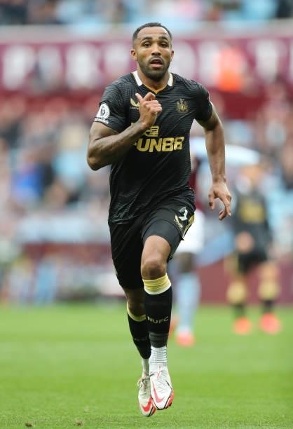 Callum Wilson of Newcastle during the Premier League match between Aston Villa and Newcastle United at Villa Park on August 21, 2021 in Birmingham,...