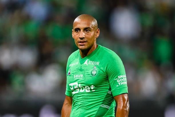 Wahbi Khazri of Saint-Étienne walks in the field during the Ligue 1 Uber Eats match between Saint Etienne and Lille at Stade Geoffroy-Guichard on...