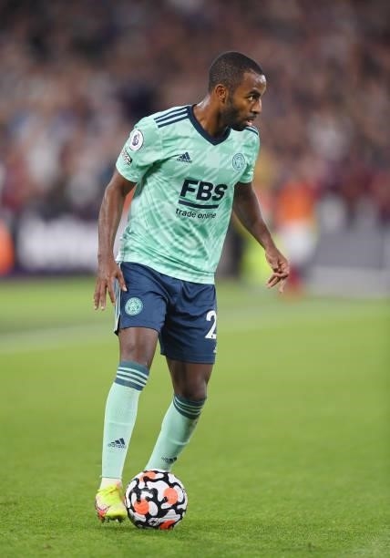 Ricardo Pereira of Leicester in action during the Premier League match between West Ham United and Leicester City at The London Stadium on August 23,...