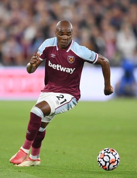 Angelo Ogbonna of West Ham in action during the Premier League match between West Ham United and Leicester City at The London Stadium on August 23,...