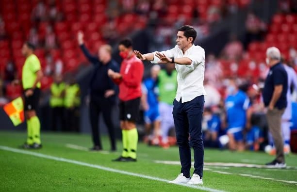 Head coach Marcelino Garcia Toral of Athletic Club reacts during the LaLiga Santander match between Athletic Club and FC Barcelona at San Mames...