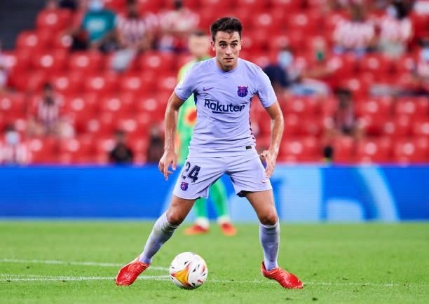 Eric Garcia of FC Barcelona in action during the LaLiga Santander match between Athletic Club and FC Barcelona at San Mames Stadium on August 21,...