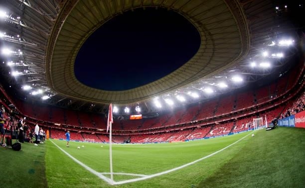 General view inside the stadium prior to the LaLiga Santander match between Athletic Club and FC Barcelona at San Mames Stadium on August 21, 2021 in...