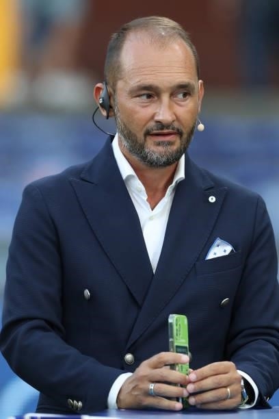 Gianluca Di Marzio Sky Sports journalist pictured prior to the Serie A match between UC Sampdoria v AC Milan at Stadio Luigi Ferraris on August 23,...