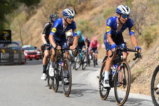 Mauri Vansevenant of Belgium and Andrea Bagioli of Italy and Team Deceuninck - Quick-Step in the Breakaway in the Breakaway during the 76th Tour of...