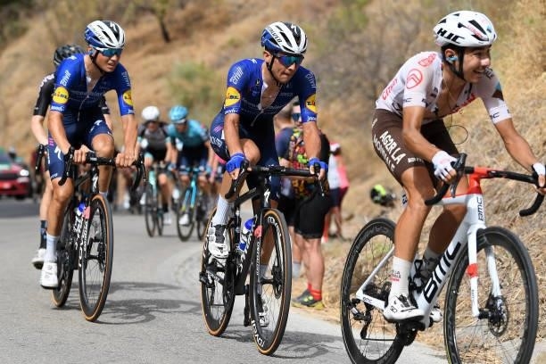 Mauri Vansevenant of Belgium and Andrea Bagioli of Italy and Team Deceuninck - Quick-Step in the Breakaway in the Breakaway during the 76th Tour of...