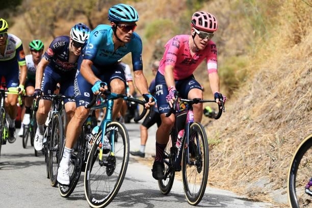 Luis Leon Sanchez Gil of Spain and Team Astana – Premier Tech and Lawson Craddock of United States and Team EF Education - Nippo in the Breakaway...