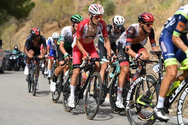 Guillaume Martin of France and Team Cofidis and Matteo Trentin of Italy and UAE Team Emirates in the Breakaway during the 76th Tour of Spain 2021,...