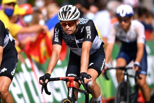 Bertjan Lindeman of Netherlands and Team Qhubeka Nexthash crosses the finishing line during the 76th Tour of Spain 2021, Stage 10 a 189km stage from...