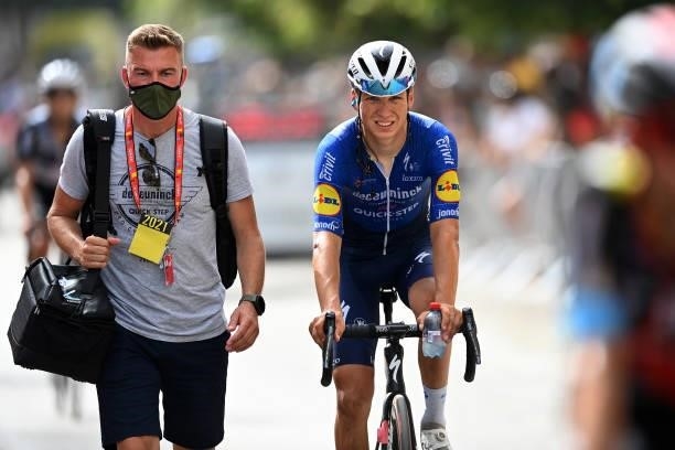 Mauri Vansevenant of Belgium and Team Deceuninck - Quick-Step crosses the finishing line during the 76th Tour of Spain 2021, Stage 10 a 189km stage...