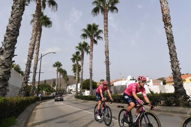 Jens Keukeleire of Belgium and Lawson Craddock of United States and Team EF Education - Nippo during the 76th Tour of Spain 2021, Stage 10 a 189km...