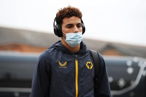 Rayan Ait-Nouri of Wolverhampton Wanderers arrives at the stadium prior to the Carabao Cup Second Round match between Nottingham Forest and...