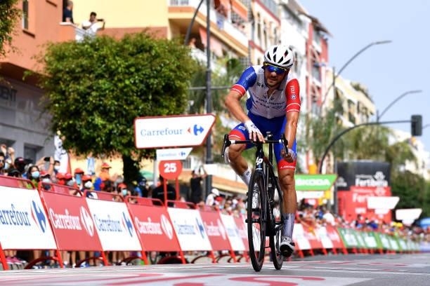 Olivier Le Gac of France and Team Groupama - FDJ crosses the finishing line during the 76th Tour of Spain 2021, Stage 10 a 189km stage from Roquetas...